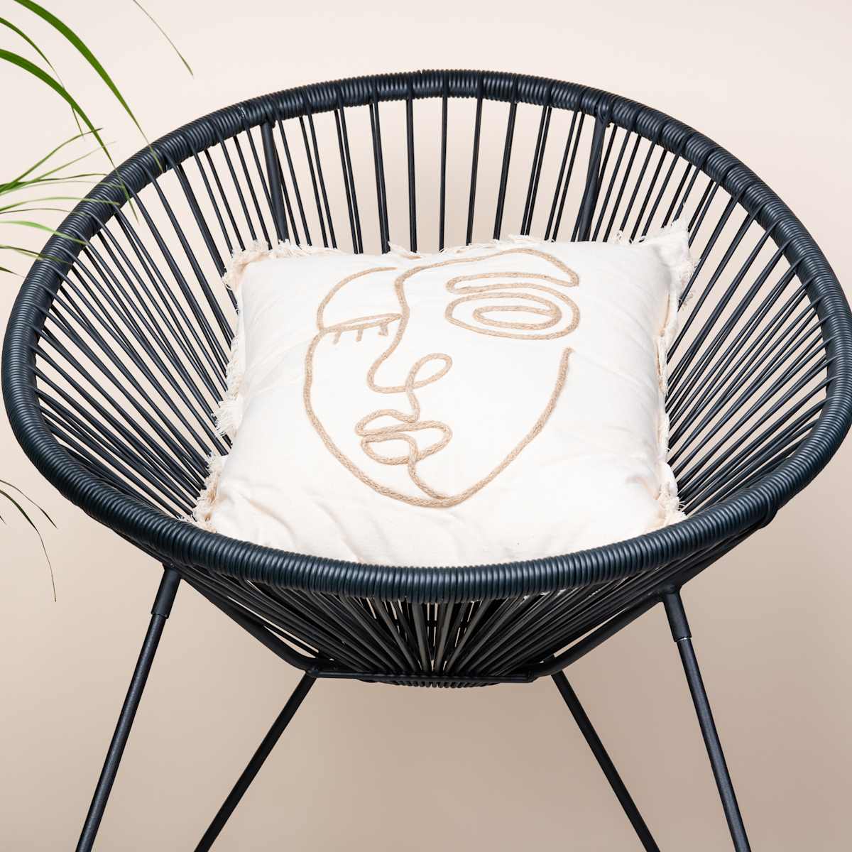 Kissen Gesicht Abstrakt Beige