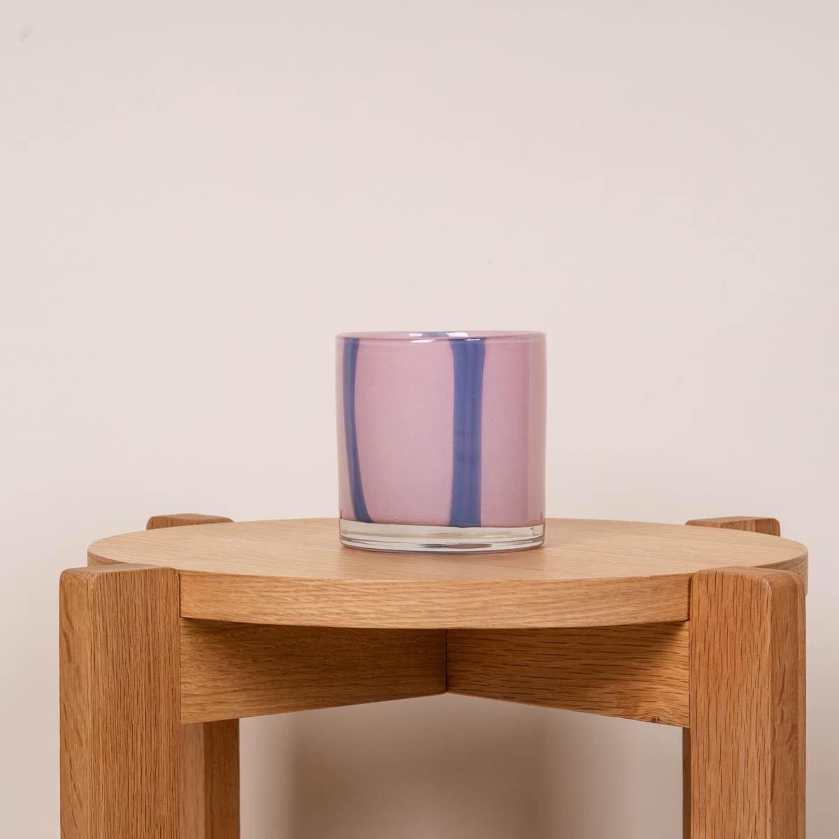 Glas Kerzenhalter Gestreift Rosa/Flieder