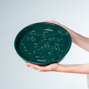 Keramik Vogeltrank Dunkelgrün