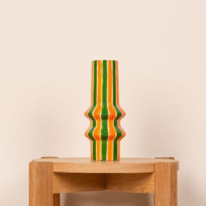 Keramikvase ZickZack Orange/Grün