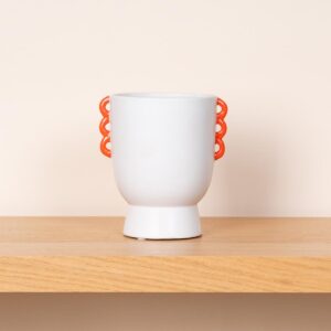 Keramik Übertopf Henkel Orange