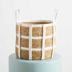 Seegras Korb Karo Weiß - 23 cm