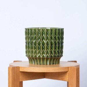 Keramik Übertopf Muster Grün - 17 cm