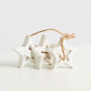 Deko Holzstern Weiß/Natur 2er-Set