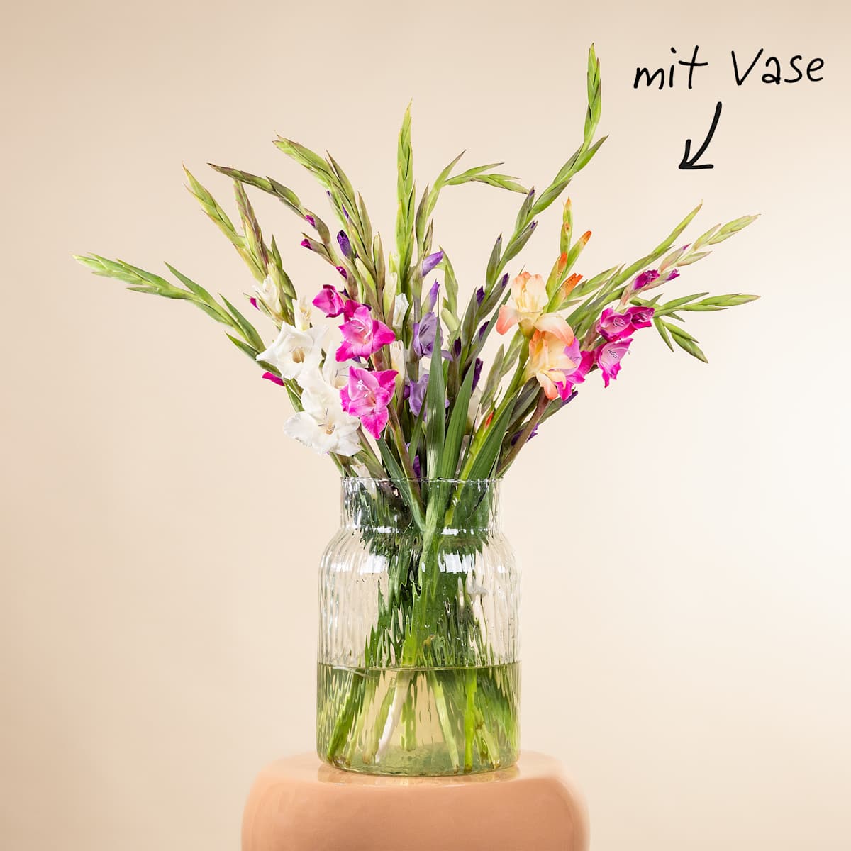 Gladiolenmix 20 Stiele mit Lieblings-Vase L