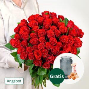 Rote Premium-Valentinstags-Rosen im Bund