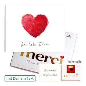 Persönliche Grußkarte mit Merci: Ich liebe Dich (250 g)