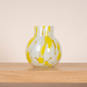 Glasvase Konfetti Gelb Weiß