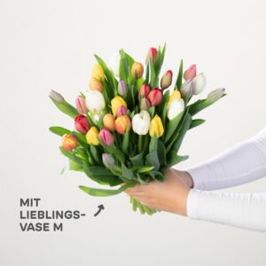 Tulpen Mix 30 Stiele mit Lieblings-Vase M