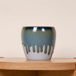 Keramik Übertopf Orchidee Blau - 9 cm