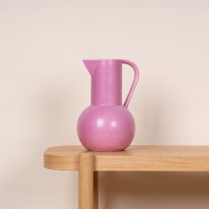 Steingut Vase Henkel Rosa