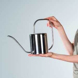 Metall Gießkanne Silberfarben M