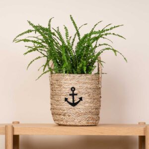 Seegras Pflanzenkorb Anker Schwarz - 23 cm