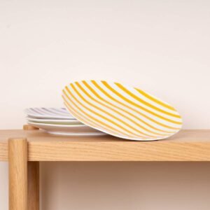 Keramik Essteller Gestreift Orange