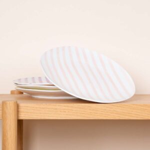 Keramik Essteller Gestreift Rosa