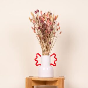 Keramikvase Gezackte Henkel Rosa/Rot