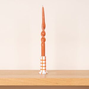 Keramik Kerzenhalter Groß Weiß/Orange