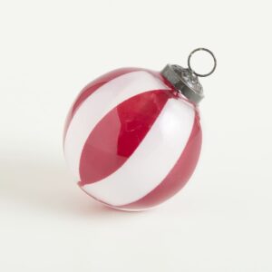 Weihnachtskugel Rot Streifen Senkrecht