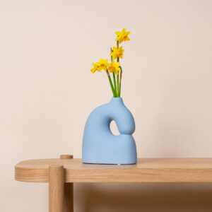 Vase Keramik Organische Form Blau