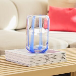 Vase Glas Streifen Blau Hoch