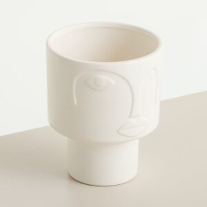 Keramik Übertopf Face Weiß - 12 cm