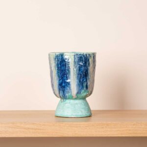 Keramik Übertopf Mint/Blau - 12 cm