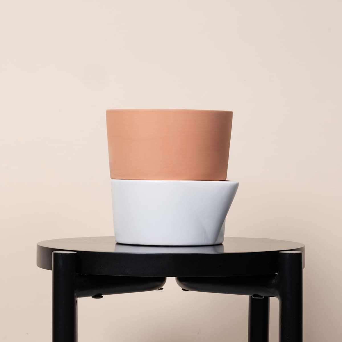 Bewässerungübertopf Weiß/Terracotta - 12 cm