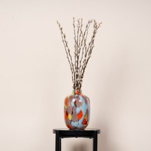 Glasvase Konfetti Orange/Hellblau