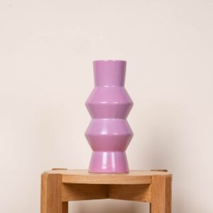 Steingut Vase Zickzack Rosa