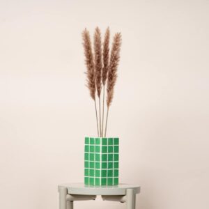 Keramikvase Fliesenoptik Grün