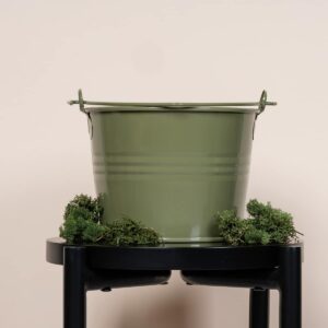 Metall Eimer Henkel Grün - 17 cm