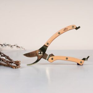 Metall Gartenschere Holzgriff Goldfarben