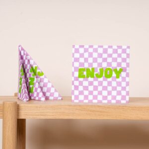 Papierservietten Karo Schriftzug "Enjoy" - 20 tlg.