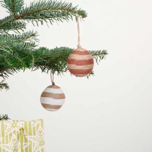 Weihnachtskugel Gestreift Braun Klein