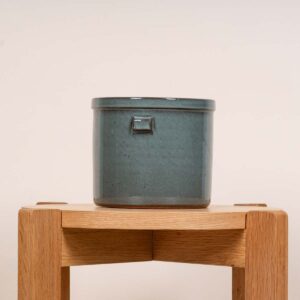 Keramik Übertopf Griff Graublau - 15 cm