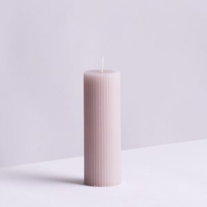 Blockkerze Rille Taupe S