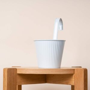 Metall Hängetopf Rille Weiß - 12 cm