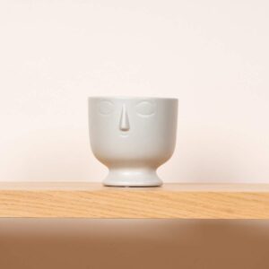 Keramik Übertopf Gesicht Grau - 13 cm