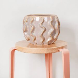 Keramik Übertopf Wavy Natur - 14,5 cm