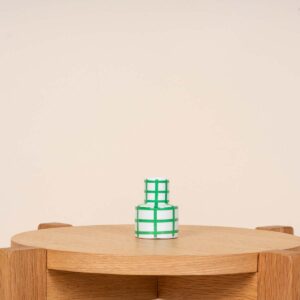 Keramik Kerzenständer Karomuster Grün Rund