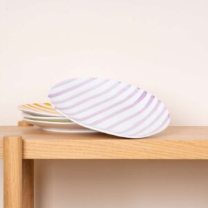 Keramik Essteller Gestreift Violett