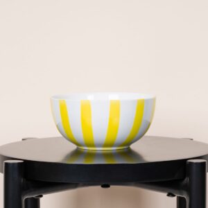 Keramik Schale Gestreift Gelb