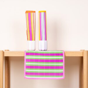 Recyceltes Tischset Gestreift Rosa/Grün