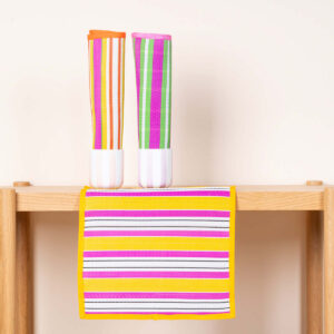 Recyceltes Tischset Gestreift Gelb/Flieder