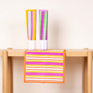 Recyceltes Tischset Gestreift Orange/Rot