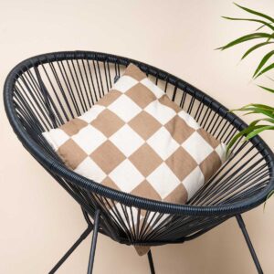 Kissen Schachmuster Hellbraun/Beige
