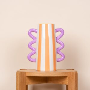 Keramikvase Gezackte Henkel Orange/Lila