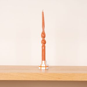 Keramik Kerzenhalter Klein Weiß/Orange
