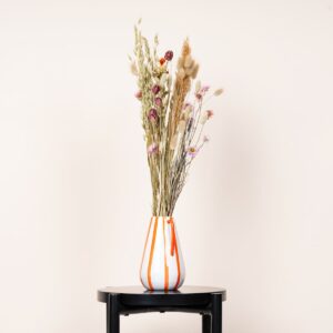 Keramik Vase Weiß/Orange mit Griff