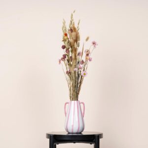 Keramik Vase Streifen Weiß/Flieder